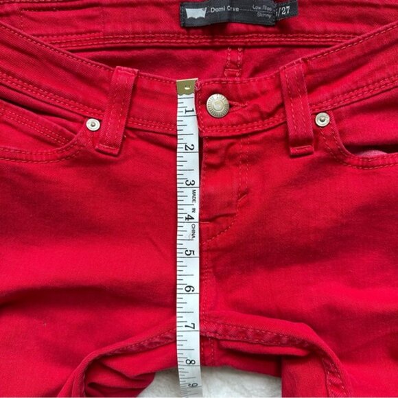 Levi's | Coral Red Denim Curve Low Rise Skinny Jeans | Size 5/27 - Picture 11 of 11
